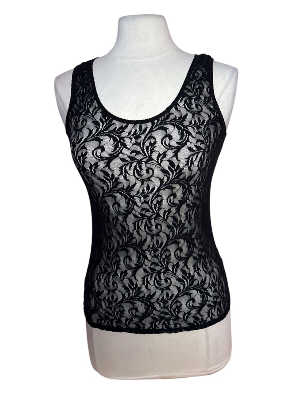 Y2K Calvin Klein Black Lace Sleeveless layering Tank Top